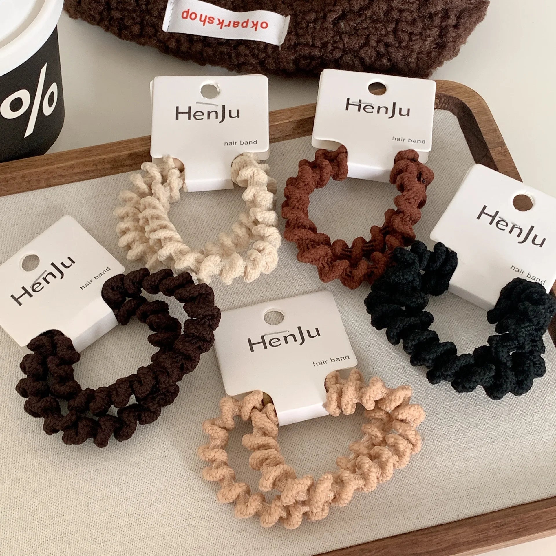 Spiral Curly Telephone Cord Hair Ties Coil Hair Elastic Ties Card Custom Woolen Hair Rubber Band for Girls Women Accessories