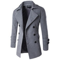 Solid Color Fashion Casual Lapel Long Sleeve Double-breasted Wool Men Coat
