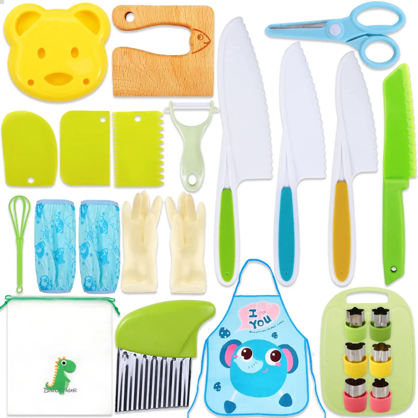 20/24 Pieces Parent-Child Games & Exercise Kitchen Wooden Knives Kids Cooking Safe Knife Set