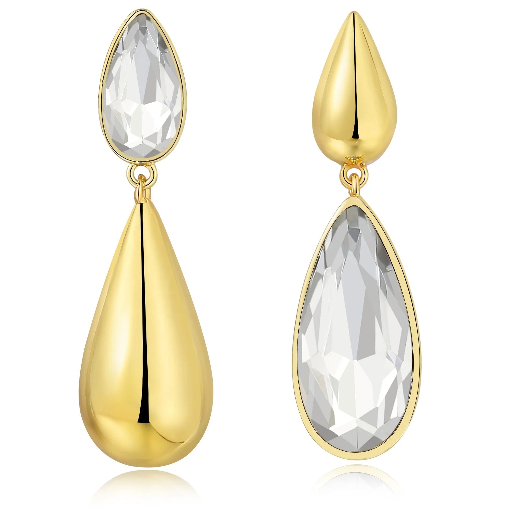 Personalised Vintage Exaggerated Brass and 18k Real Gold Plated Zirconia Drop Earrings