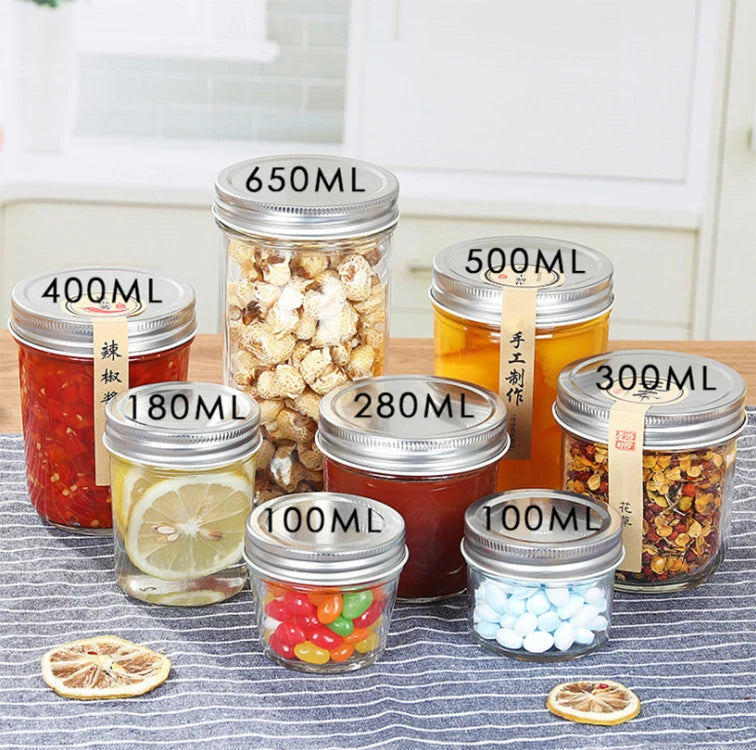 1oz 4oz 6oz 8oz 10oz 16oz Wide Mouth Jam Sauce Caviar Glass Mason Jars with Metal Closure