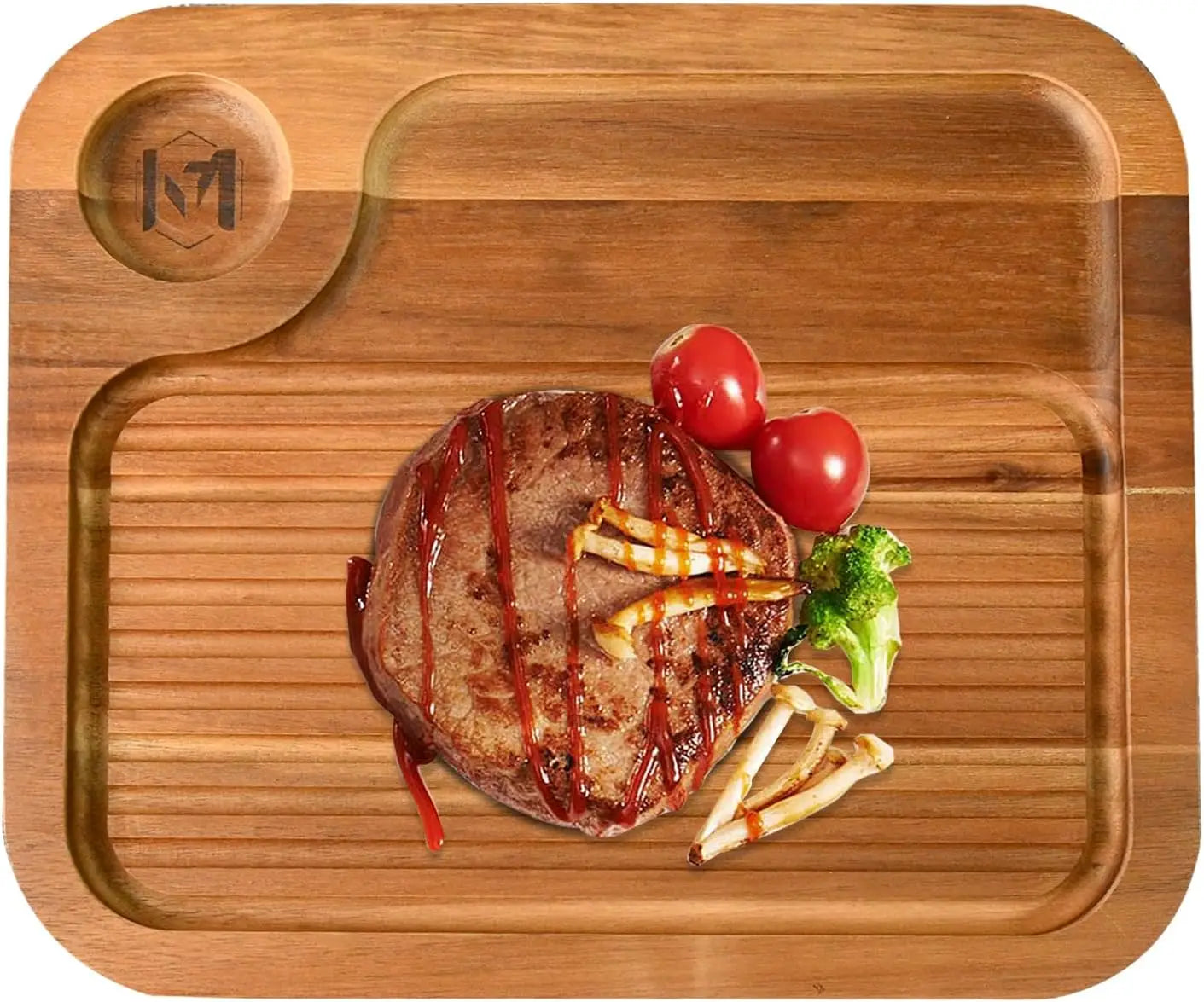 Food Serving Tray Cheese Charcuterie Board with Deep Grooves