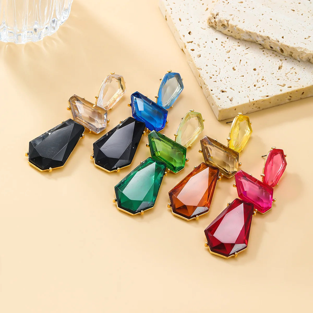 New Green Resin Dangle Earrings for Women Multi-layer Colorful Acrylic Geometric Drop Earring Accessories Wholesale