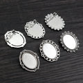 13x18mm Inner Size Antique Silver Plated Brooch Pins Cameo Cabochon Blank Base Setting Charms Pendant