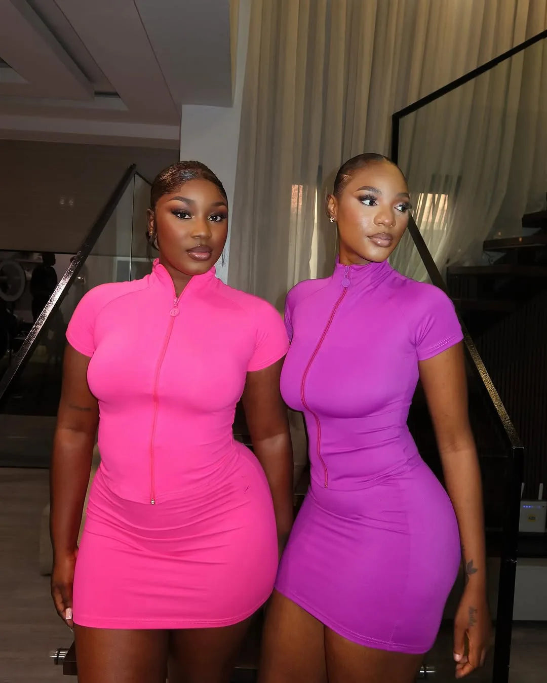2 Piece Women's Sets Workout Short Sleeves High Waist Mini Skirt Tracksuit Female Clothes Women Manufacturer