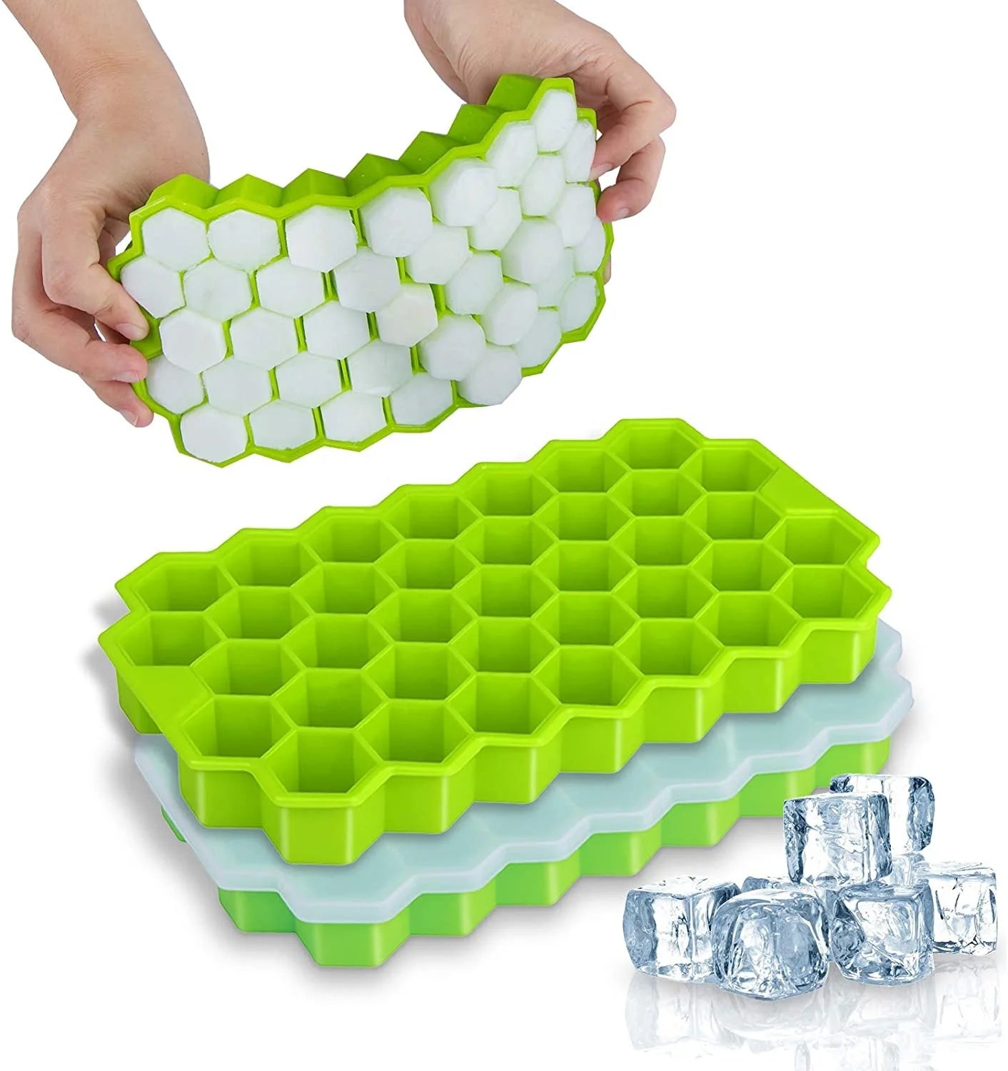 SILIKOLOVE Factory 37 Cavity Hexagon Honeycomb Shape Ice Cube Maker LFGB Platinum Non Stick BPA Free Silicone Ice Cube Mold