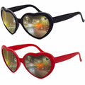 Women's Love Heart Shaped Sunglasses with Color-Changing Lights Fashion Night Diffraction Glasses for Graduation Occasions