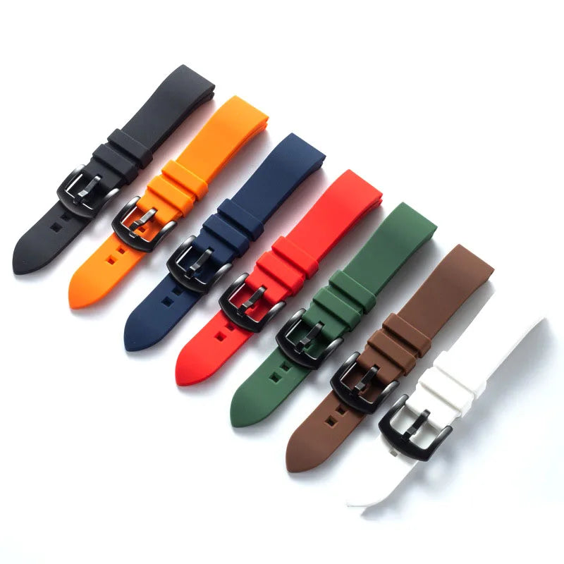 Yunse Black Buckle Quick Release Rubber Watch Bands Waterproof 19mm 21mm Silicone TPSIV Watch Strap 20mm 22mm 24mm
