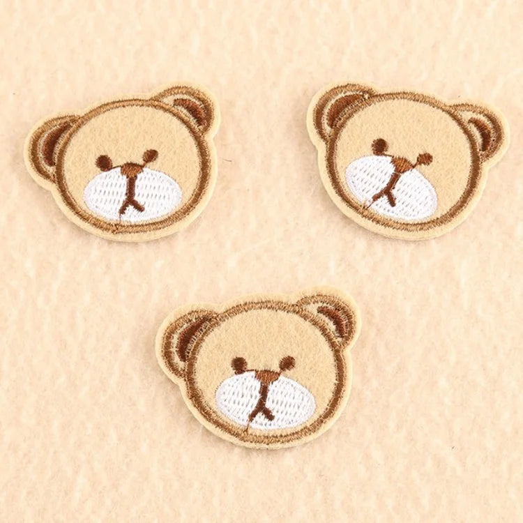 Factory Price in Stock Custom Iron on Embroidered Brown Bear Head Patch for Jacket