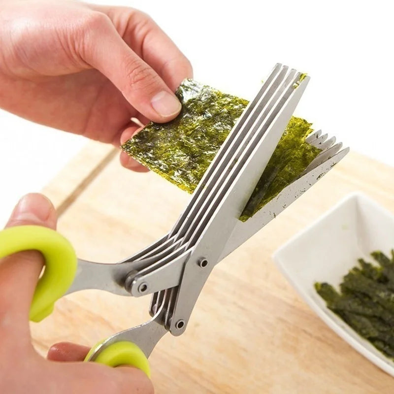 5 Layers Stainless Steel Multi Layer Kitchen Scissors Chopped Green Onion Vegetable Cut Herb Spices Scissors Cooking Supplies