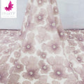 HY2365 Romantic Coiling Beaded Applique 3D Flowers Tulle Nigerian Pearls Fabric Bridal Dress