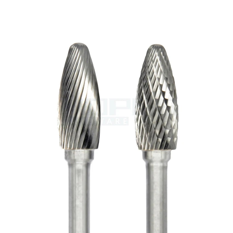 Type H Torch-shaped Rotary File Carbide Burr with Single Double Cut Tooth 2.35mm 3mm 6mm Shank Grinding Bits