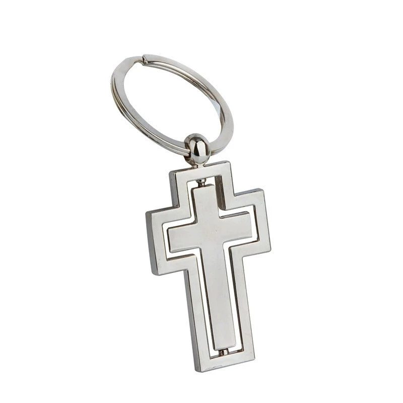 Wholesale Creative Rotating Cross Shape Metal Keychain Practical Advertising Gift for Spot Supplies Use