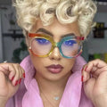 Custom Designs Women Eyeglasses Blue Light Blocking Glasses Optical Frame Clear Lens Oversize Eyeglasses Frame