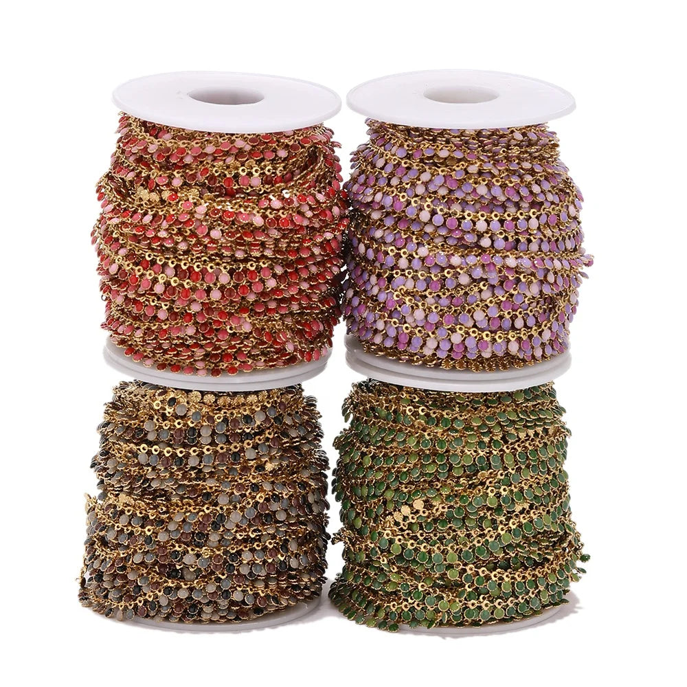 Colorful Enamel Sun Drop Link Chains for Jewelry Making Women Chokers Bracelet Necklaces Accessories Findings