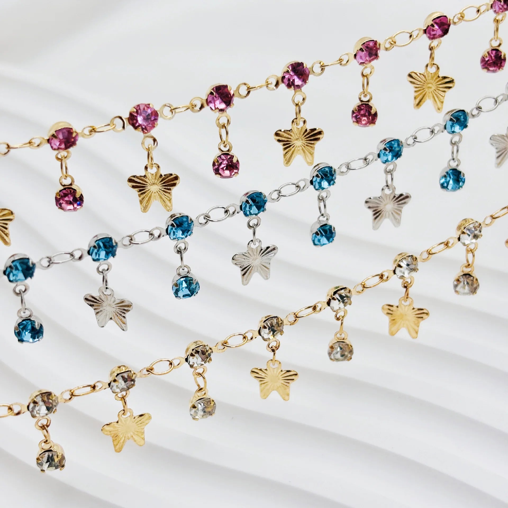 Wholesale Factory Fashion Popular Copper Chain Rhinestone butterfly Pendant Fringe Chain DIY Bracelet Necklace Antique Necklace