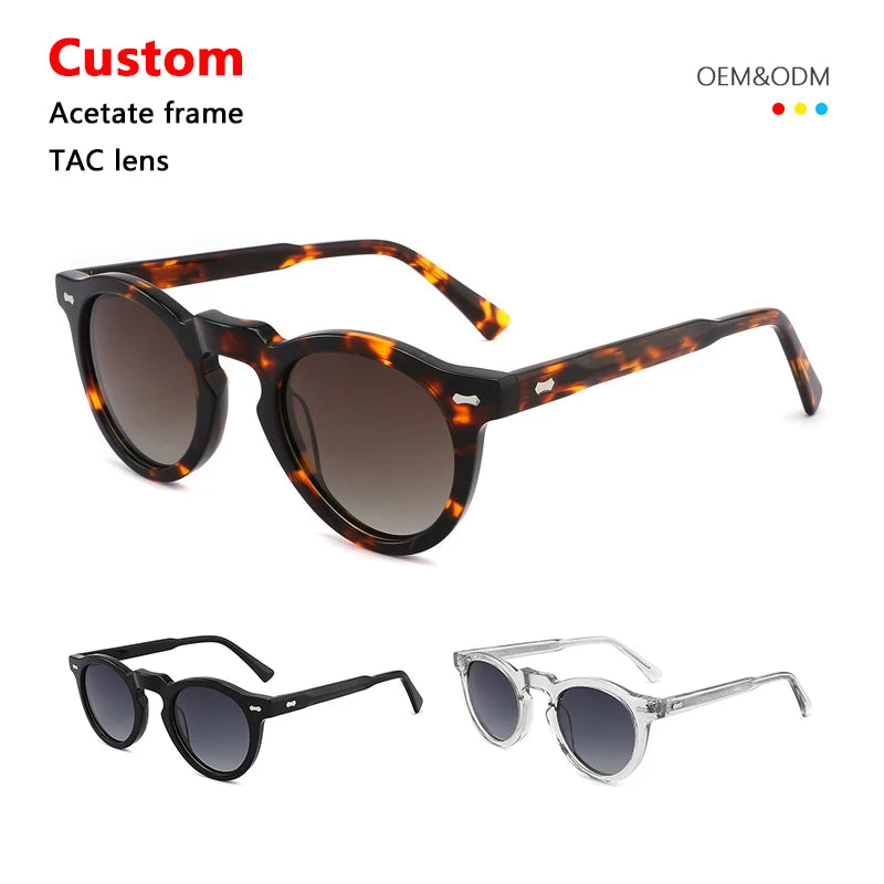 Wholesale High Quality Classic Vintage Fashionable Designer Customizable Geometric UV400 Polarized TAC Lenses Acetate Sunglasses