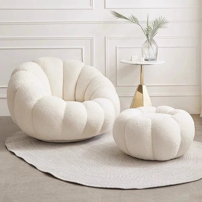Pumpkin Couch Sofa Bedroom Balcony Italian Swivel Single Sofa Beanbag Recliner  Lounge Velvet Sofa