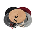 Retro Bow Wool Beret Cute Painter Caps Custom Logo Flat for Women Beach Party Character Style