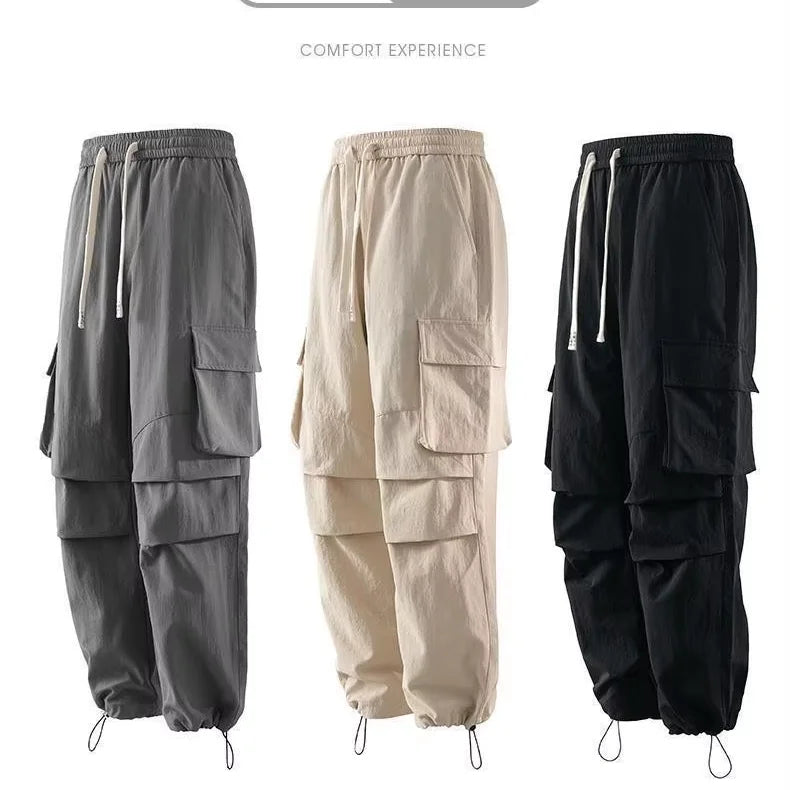 Men's Workwear Pants American Style Mid Waist Loose Fit Casual Outdoor Sports Trousers for Mountaineering Gym Pants Men