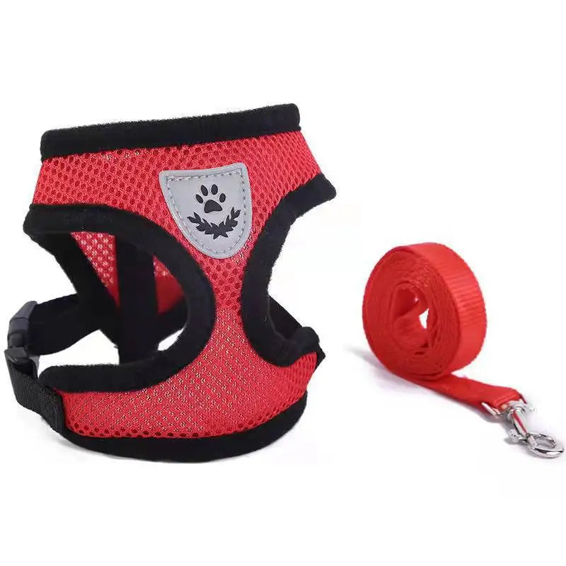 Manufacturer's Small Dog Breathable Cat Harness and Leash Set Polyester Material No Pull Feature
