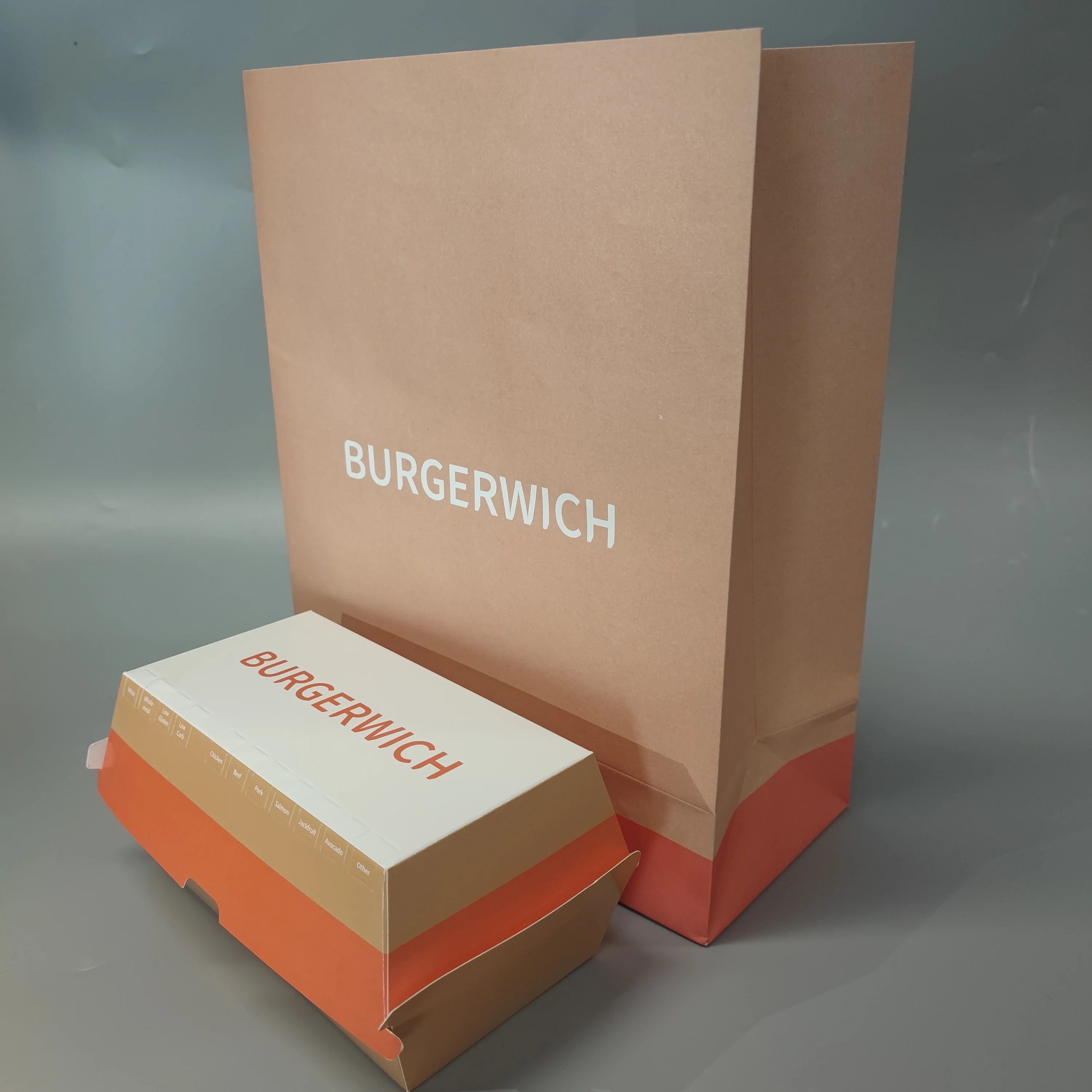 Custom Eco-Friendly Disposable Square Cardboard Burger & Sushi Box with Art Paper Folding Embossed Logo Printing Matt Lamination
