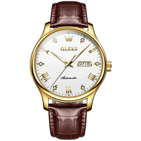 OLEVS 9932 Oem Custom logo Leather Strap Luminous Business Classic Calendar Waterproof Automatic Mechanical Watch for Man