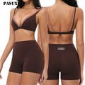 PASUXI Summer Sports Fitness Bra Shorts Set Yoga Suit Women Seamless Set Nylon Spandex Womens Yoga Track Suit