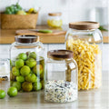 Kitchen Organization Rice Cereal Cookie Storage Container Glass Jar with Acacia Wood Lid