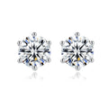 CZCITY Round Cut 1.0ct Moissanite 925 Sterling Silver Earring Diamond Test Passed 6 Prong Set Fine Jewelry