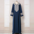 Top Selling for Beautiful Exquisite Simple Navy Blue Pink One Piece Abaya Muslim Dress Spandex Elastic Pleated Long Sleeve