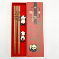 Wholesale Chinese Chopsticks Gift Box with Panda Ceramic Rack Couple Chopsticks Reusable Dishwasher-safe for Eating Cooking Gift