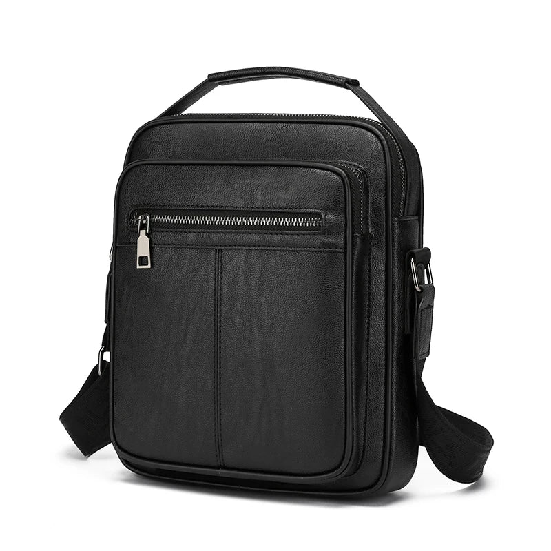 Custom LOGO Men's Pu Leather Business Shoulder Bag Durable Messenger Bag Pouch Organiser Waterproof Crossbody Bag