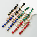Designer Luxury Long Charm Pendant Tassel Crystal Rhinestone Drop Diamond Earrings for Women