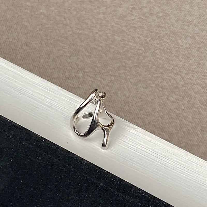 Ins Irregular Fine Jewelry 925 Sterling Silver Wholesale Price Open Statement Ring