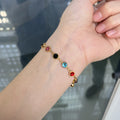 Luxury Waterproof PVD 18K Gold Plated Stainless Steel Colorful Birthstone Cubic Zircon Fashion Women Bracelets