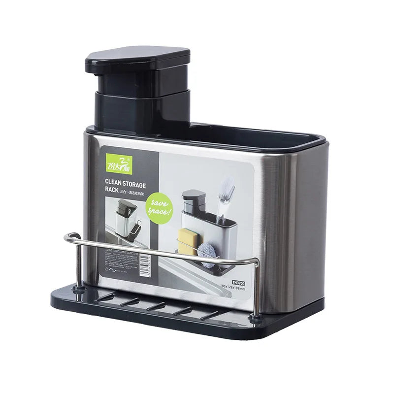 Kitchen Sink Caddy Dish Soap Dispenser Bottle Kitchen Brush Holder