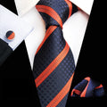 Men's Plaid Striped Tie Set and Pocket Square Cufflinks Suits for Wedding Party Gift Set Business Necktie Handkerchief for Man