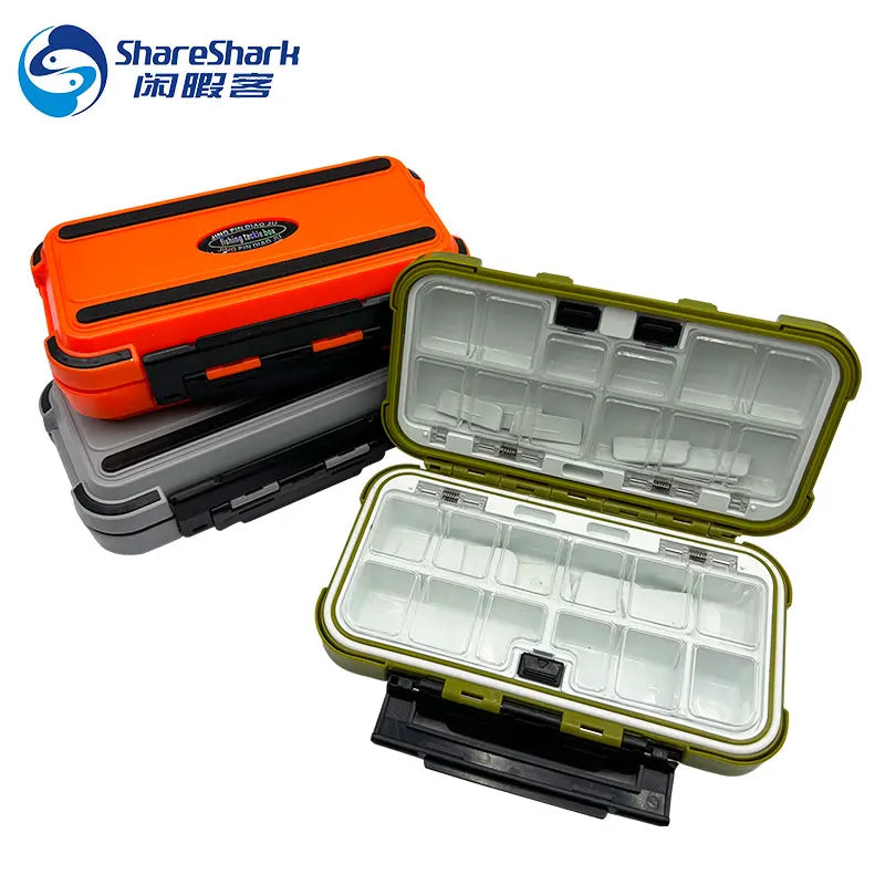 Double-sided Fishing Tackle Box Waterproof Hard Plastic Compartment Fishing Tackle Box Bait Hook Accessories Storage Boxes