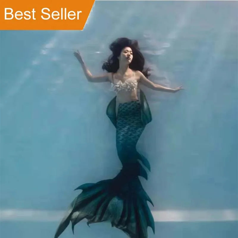 Hot Selling Brazilian Mermaid Tail Bikini Swimwear Set with Front Logo Waterproof Print Flipper for Plus Size Swimmers