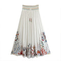ZATRHMBM2024 Ladies' Elegant Summer Long Skirt New Casual Fashion Mid Waist Embroidered Cotton With Elastic Tie