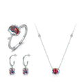Light Luxury Fine Jewelry Colorful Gemstone Set 925 Silver Cubic Zirconia CZ Ring Earrings Necklace Jewelry Sets