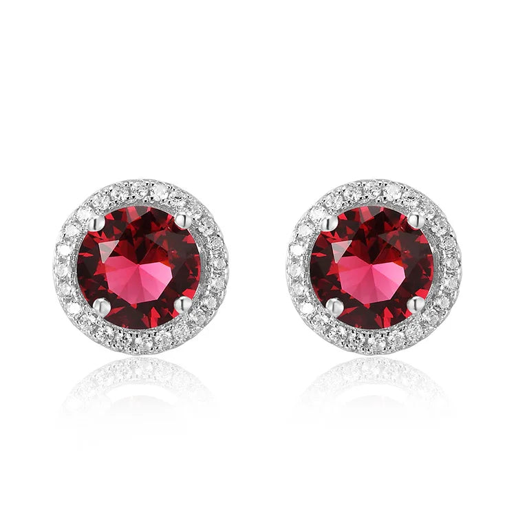 Chinese Raw Crystal Jewellery 925 Sterling Silver Ruby Stone Handcrafted Earrings