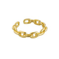 S925 Sterling Silver Gold Plated Chain Shape Personalized Jewelry Open Adjustable Rings for Women JF241