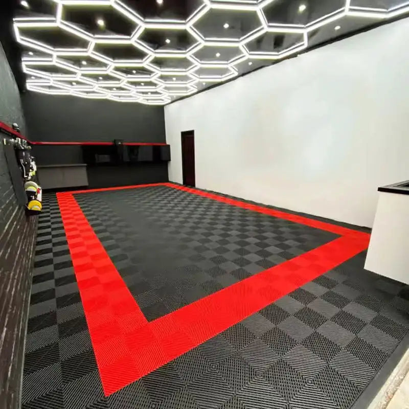 Heavy Duty DIY Garage Floor Tiles - Interlocking PP Plastic Carpet Mat for Auto Shop Home Gym & Detailing Bay - Easy to Install