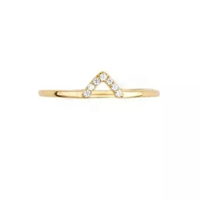 LOZRUNVE 14k Gold Plated Pave Diamond Triangle Stacking Ring Women Silver 925
