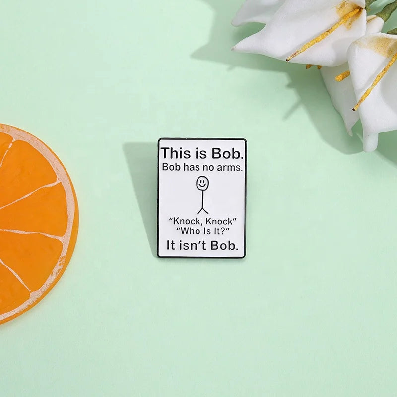 Funny Jokes Enamel Pins - "This Is Bo Has No Arms Knock Knock" Brooch for Shirt Collar or Lapel Cute and Funny Jewelry Gift