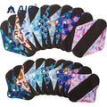 Reusable Feminine Organic Sanitary Menstrual Period Pads Gray Bamboo Charcoal Lining Gray Microfiber Fabric Washable