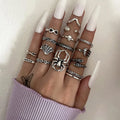 15pcs Set Spider Snake Palm Unlimited 8 Irregular Cross Star Knuckle Rings Set
