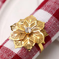 Serviette Buckles Decor Favor Alloy Gold Napkin Rings Holders with Hollow Out Flower for Wedding Party Holiday Banquet Christmas